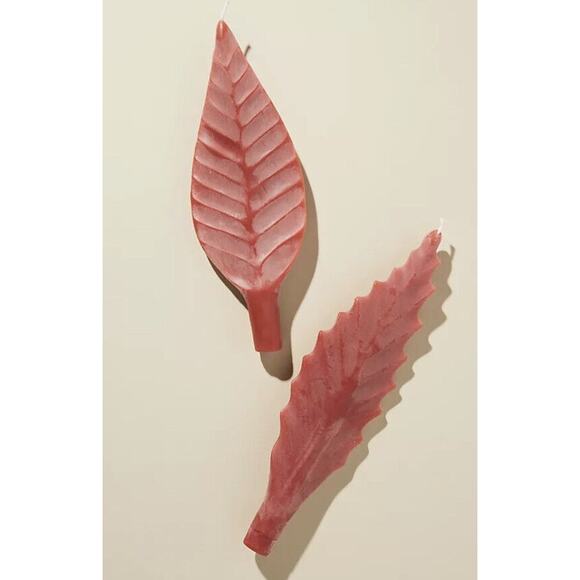 Anthropologie Autumn Leaf Taper Candles Set of 2 Burnt Orange - Picture 1 of 5